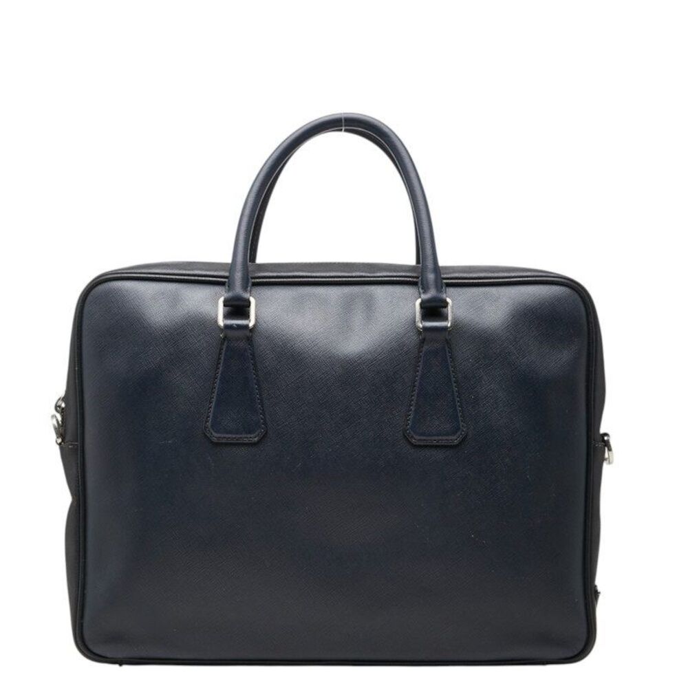 Prada Triangle Logo Plate Saffiano Leather Handbag
